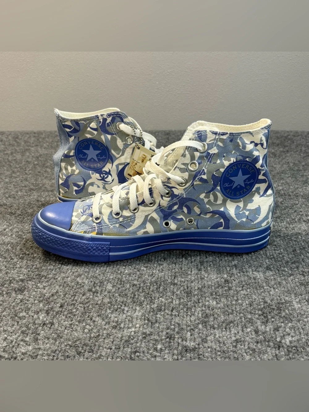 Converse All Star High Top Blue Camo Biohazard Aquatic VTG 1W317 Mens Sz 8 Tag - Picture 8 of 16